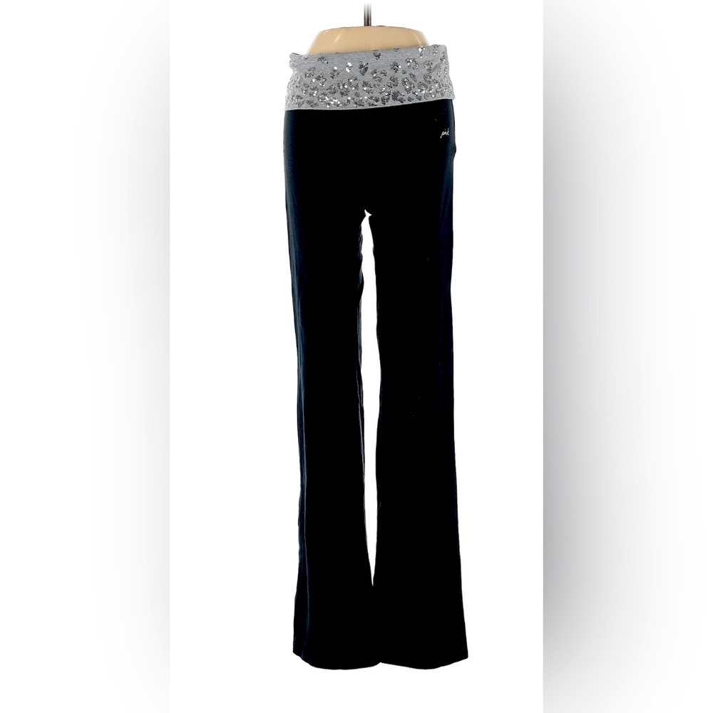 Pink fold over bling flare leggings